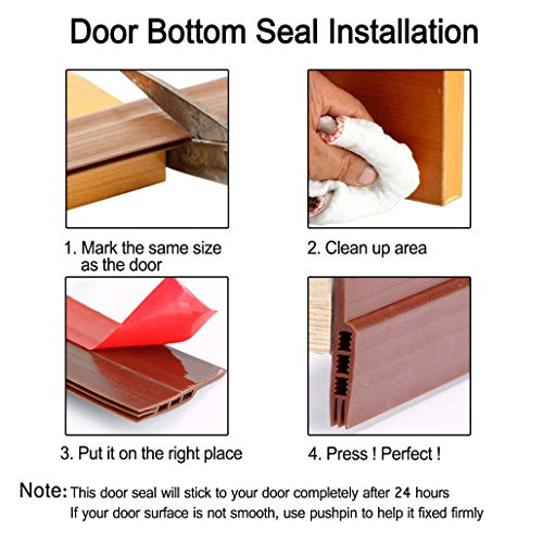 Burlete Puerta, XiDe 100 x 5cm Burlete Bajo Puerta Burlete Autoadhesivo de Goma de Silicona, Antipolvo Aislamiento Acústico Prueba De Viento y Agua - marrón