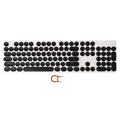 Buwei 104 Teclas Retro Redondo Teclas de Doble Disparo DIY Steam Punk Steampunk Teclas de máquina de Escribir para retroiluminado Elegante Jugador estilizado