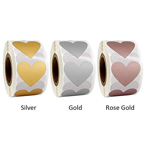 Buyfunny01 - Adhesivos para raspar (300 unidades, forma de corazón, para bodas, divertidos, sorteos, fiestas, portátil, para álbumes de recortes, actividades, papelería, etiquetas de juego (oro rosa)