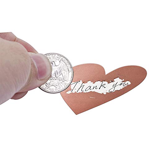 Buyfunny01 - Adhesivos para raspar (300 unidades, forma de corazón, para bodas, divertidos, sorteos, fiestas, portátil, para álbumes de recortes, actividades, papelería, etiquetas de juego (oro rosa)