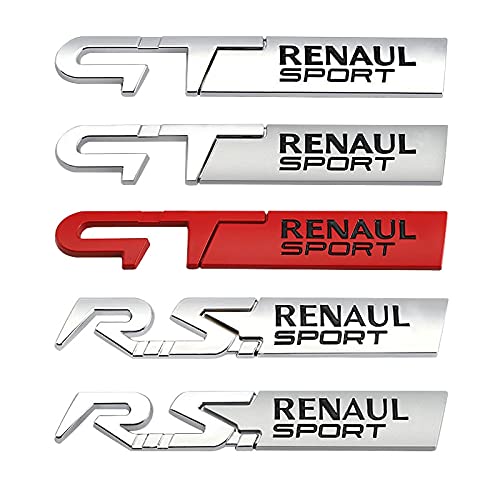 BYTT Sticker de carro GT Sport Logo Emblema Calcomanía para Clio Scenic Laguna Logan Megane Koleos Sandero Safrane Velsatis Arkana Espace (Color Name : Matte Red RS Sport)