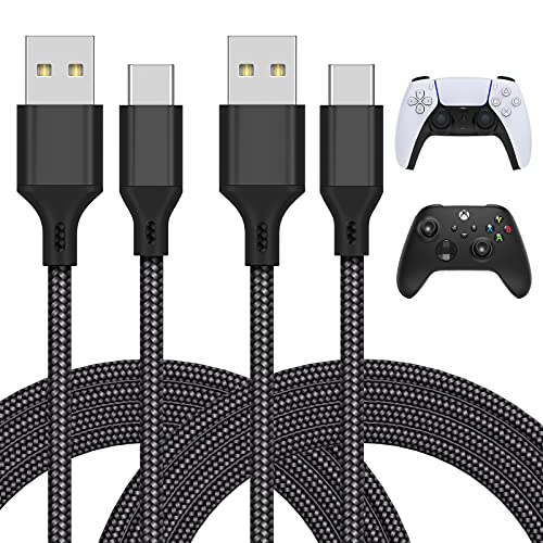 Cable de carga para Playstation 5/Xbox Series X/Series S, cable cargador USB tipo C de carga rápida, compatible con Sony PS5 Dual Sense Controllers, Nintendo Swith y Switch Lite-9.8 FT 2 unidades