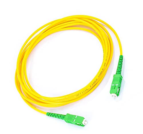 Cable de Fibra Óptica para Router-Compatible 99% Operadores Movistar Jazztel Vodafone Orange Amena Masmovil SC/APC a SC/APC monomodo simplex 9/125 (Amarillo, 10M)