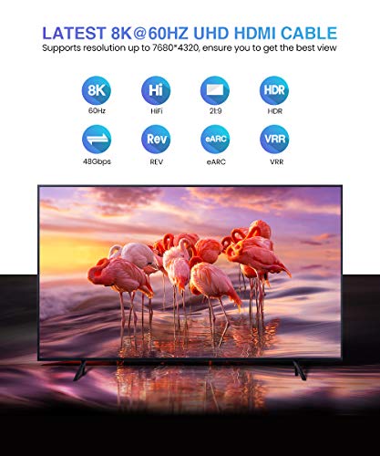Cable HDMI 2.1 8K 2m, Snowkids 8K@60Hz&4K@120Hz/144Hz RTX 3090 48Gbps For PS5 Consola 7680P Dolby Vision, DTS: X, HDCP 2.2/2.3, HDR 10, eARC, Dynamic HDR,Compatible PS5/4 Proyector PC Monitor Netflix