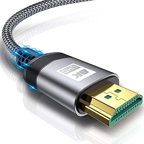 Cable HDMI 2.1 8K, Cable HDMI 8K @ 60Hz Alta velocidad 48Gbps UHD 4K @ 120Hz 7680P Dolby Vision, DTS: X, HDCP 2.2/2.3, HDR 10, eARC, Dynamic HDR, Compatible PS5 / 4 Proyector PC Monitor NETFLIX