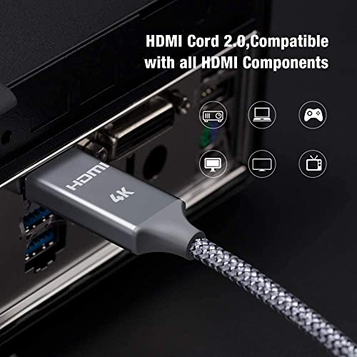 Cable HDMI 4K 0.9 Metros, 2.0 Cable HDMI de Alta Velocidad soporta 4K Ultra HD,Ethernet,3D,2160P,1080P,BLU-Ray,TV, Playstation PS3,PS4, HDTV,Arco,HDCP 2.2,HDR