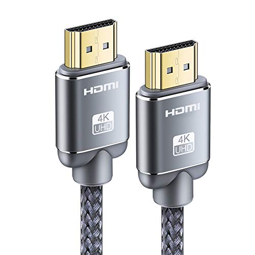 Cable HDMI 4K 4.5m-Snowkids Cable HDMI 2.0 Ultra Alta Velocidad 18Gbps Cable Trenzado de Nylon 4K a 60Hz Compatible con 3D,Función Ethernet, Video 4K UHD 2160p, HD 1080p - Gris