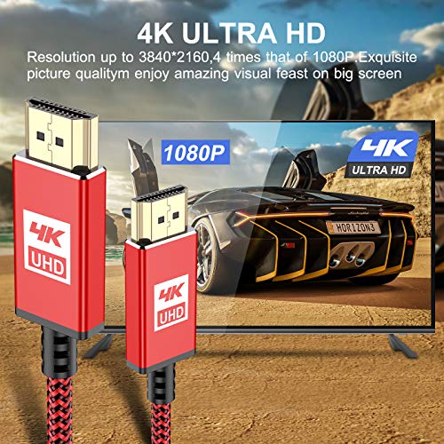 Cable HDMI 4K,Sweguard Cable HDMI de alta velocidad 2.0 Ultra 18Gbps 4K a 60Hz compatible con vídeo UHD 2160p, HD 1080p, 3D, Ethernet, HDCP 2.2 ARC, compatible Fire TV Xbox PS3 PS4 (3m, rojo)