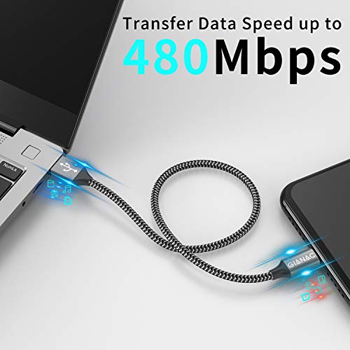 Cable Micro USB,4 Pack [0.5m+1m+2m+3m] Trenzado de Nylon Cable Carga Rápida y Sincronizació Compatible con Android, Samsung Galaxy S6 S7 J5 J7, Kindle, Sony, Nexus-Gris