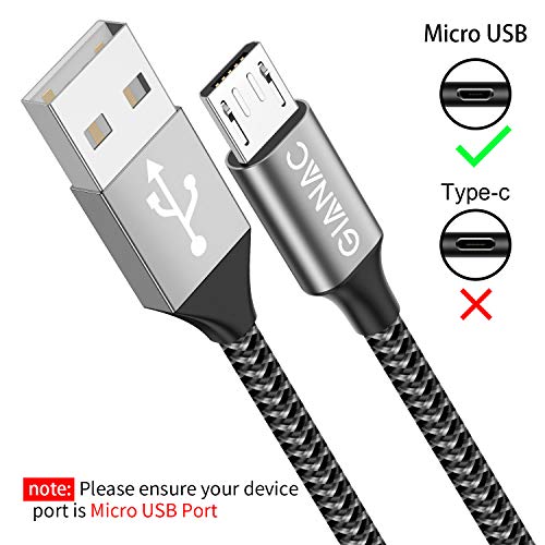 Cable Micro USB,4 Pack [0.5m+1m+2m+3m] Trenzado de Nylon Cable Carga Rápida y Sincronizació Compatible con Android, Samsung Galaxy S6 S7 J5 J7, Kindle, Sony, Nexus-Gris