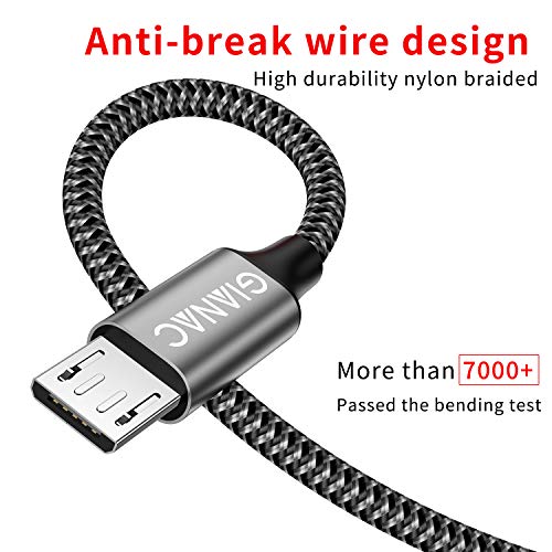 Cable Micro USB,4 Pack [0.5m+1m+2m+3m] Trenzado de Nylon Cable Carga Rápida y Sincronizació Compatible con Android, Samsung Galaxy S6 S7 J5 J7, Kindle, Sony, Nexus-Gris