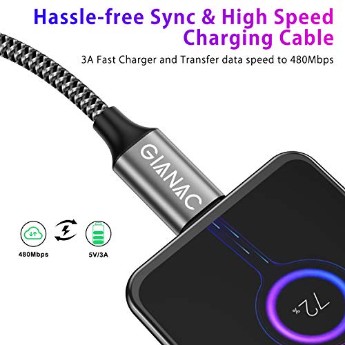 Cable Micro USB,4 Pack [0.5m+1m+2m+3m] Trenzado de Nylon Cable Carga Rápida y Sincronizació Compatible con Android, Samsung Galaxy S6 S7 J5 J7, Kindle, Sony, Nexus-Gris