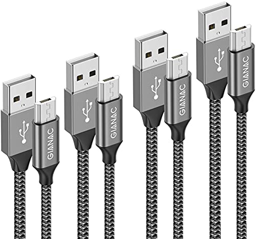 Cable Micro USB,4 Pack [0.5m+1m+2m+3m] Trenzado de Nylon Cable Carga Rápida y Sincronizació Compatible con Android, Samsung Galaxy S6 S7 J5 J7, Kindle, Sony, Nexus-Gris