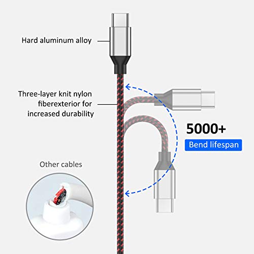 Cable PS5, CiSiRUN Cable de Carga Para Mando PS5 Controller/Playstation 5/Sony PS5 DualSense/Xbox Series X/Series S,Samsung A42 5G A52 A72,Trenzado de Nylon Cargador USB Tipo C 3M(Rojo)