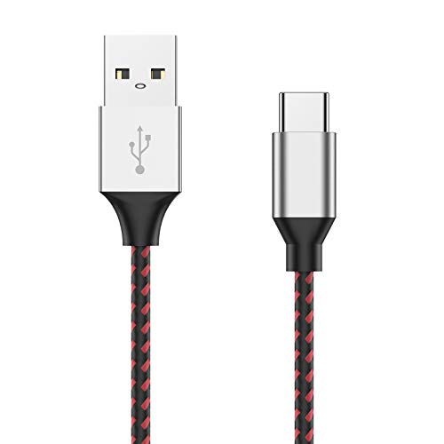 Cable PS5, CiSiRUN Cable de Carga Para Mando PS5 Controller/Playstation 5/Sony PS5 DualSense/Xbox Series X/Series S,Samsung A42 5G A52 A72,Trenzado de Nylon Cargador USB Tipo C 3M(Rojo)