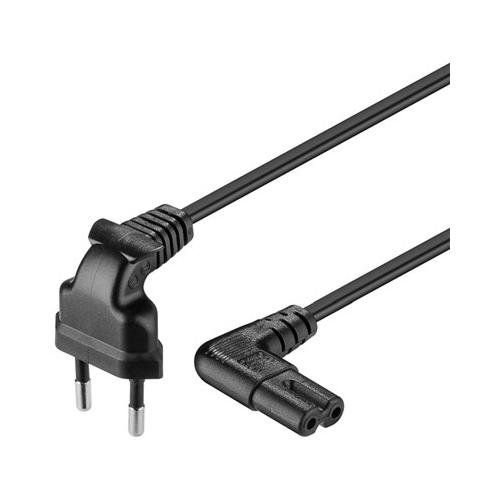 CABLEPELADO Cable de alimentacion IEC-320 acodado - C7 acodado 0.50 M Negro