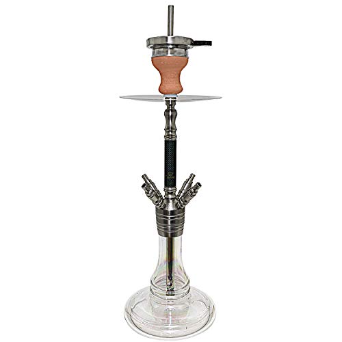 Caesar Carbon Stainless Steel Color B - Juego de 4 shisha (69 cm, carbón de 2,5 cm), color verde mate y transparente