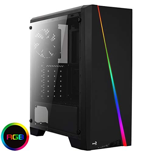 Caja SEMITORRE AEROCOOL Cylon PROBG FRONTANL con Linea DE ILUMINACION RGB Lateral DE Cristal Templado Lector SD Y MICROSD 198(W) X459(H) X413(D)
