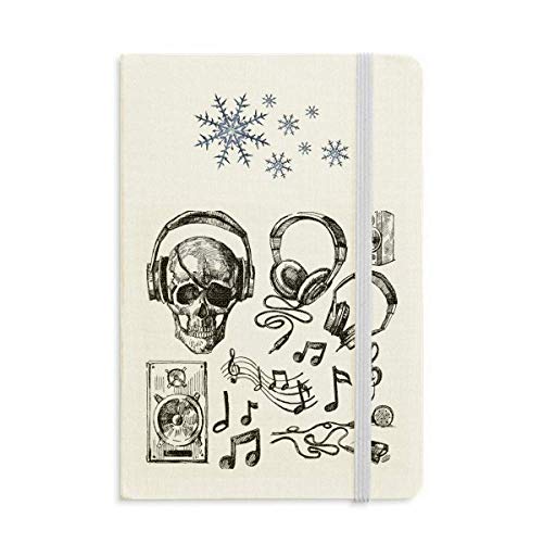 Calavera Auricular Música Instrumento Patrón Cuaderno Grueso Copos De Nieve Invierno