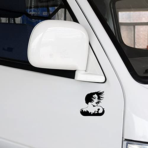 Calcomanías de automóvil Pegatinas de coche Fluttering Feeling The Unruly Girl Has Her Hair Sopling in Wind Calcomanía de vinilo para coche