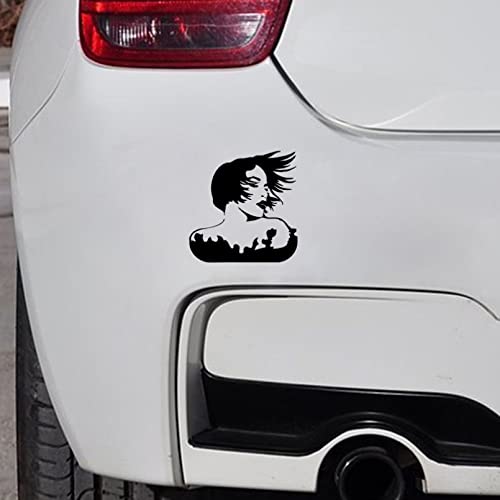 Calcomanías de automóvil Pegatinas de coche Fluttering Feeling The Unruly Girl Has Her Hair Sopling in Wind Calcomanía de vinilo para coche