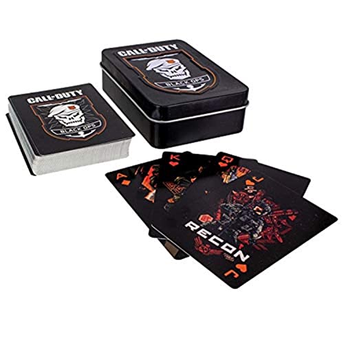 Call of Duty Black Ops 4 Cartas de Juego | Logotipos COD y Tarjetas de Emblema | Incluye Caja de Almacenamiento de Metal Premium en Relieve | Juego de Cartas de póker Recubierto de plástico