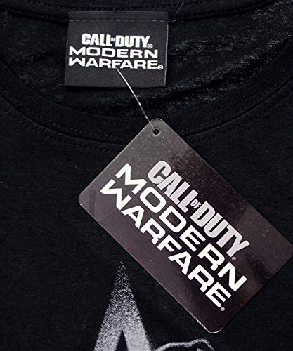 Call of Duty Modern Warfare - Skull Motif - Camiseta negra para hombre de manga corta con impresión frontal - Producto oficial de camiseta Negro L