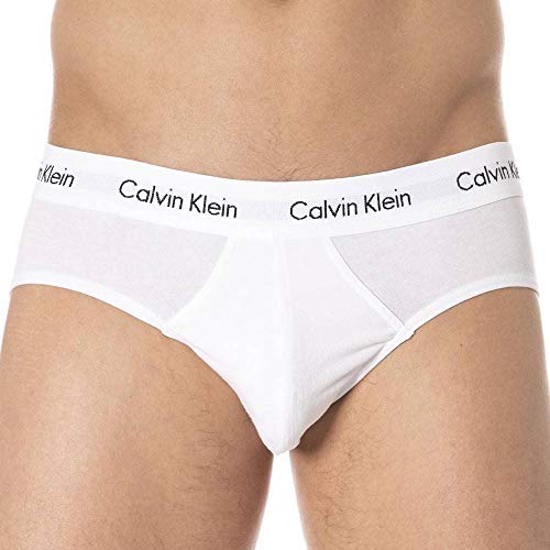 Calvin Klein 3 Pack Briefs-Cotton Stretch Slips, Multicolor (I03 White/Red Ginger/Pyro Blue), M (Pack de 3) para Hombre