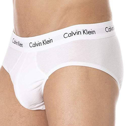 Calvin Klein 3 Pack Briefs-Cotton Stretch Slips, Multicolor (I03 White/Red Ginger/Pyro Blue), M (Pack de 3) para Hombre
