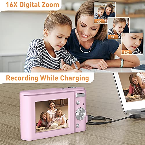 Cámara Digital compacta 1080P HD 36 MP Vlogging Cámara con 16X Zoom Digital, FamBrow Video Cámara 2.4" LCD Foto Cámara Recargable de Bolsillo para Estudiantes, niños, Adultos, Principiantes (Negro)