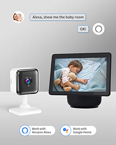 Cámara Vigilancia WiFi Interior, 1080P FHD Cámaras de Vigilancia, Visión Nocturna, Audio Bidireccional, Detección de Movimiento, Funciona con Alexa/Google Home, óptima para Bebé/Mascota/Anciano, 2PCS
