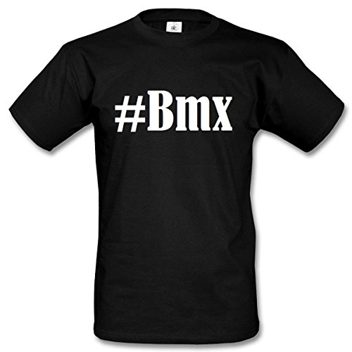 Camiseta #BMX Hashtag con rombos para mujer, hombre y niños en los colores negro y blanco Negro XXX-Large