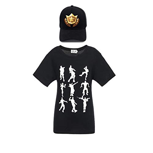 Camiseta de verano para niños + gorras Battle Royale para juegos de juegos para niños Gris gris 9-10 Años