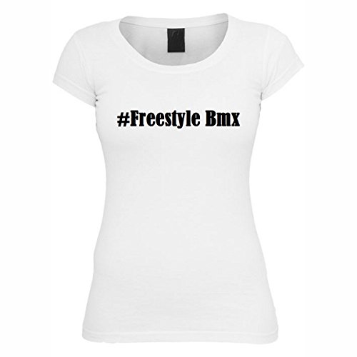 Camiseta #Freestyle BMX Hashtag con rombos para mujer, hombre y niños en los colores blanco y negro Blanco XXX-Large