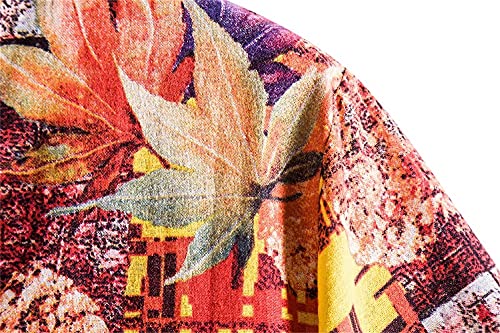 Camiseta Hombre Verano Holgado Estilo Hawaiano Hombre Manga Corta Casual Vacaciones Playa Shirt Clásico Retro Estampado Secado Rápido Shirt C-03 M