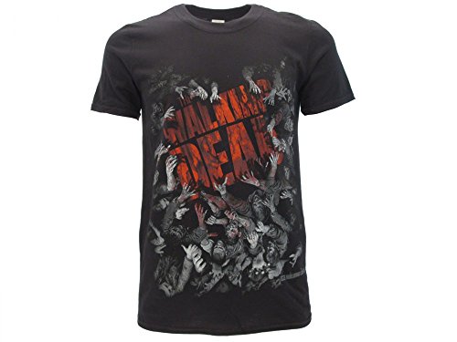 Camiseta original The Walking Dead Zombie Walker Hoarde And Logo Producto Oficial AMC Negro S
