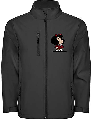 Camisetas EGB Chaqueta Softshell Mafalda ochenteras 80´s Retro (Negro, 3XL)