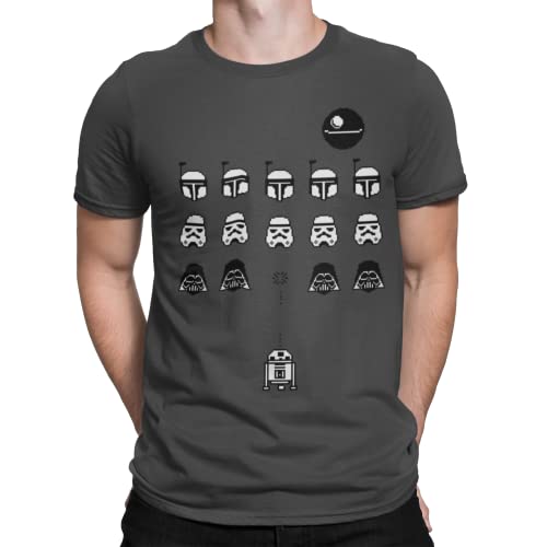 Camisetas La Colmena 1349-Camiseta Space Wars (Karlangas) (L, Charcoal)