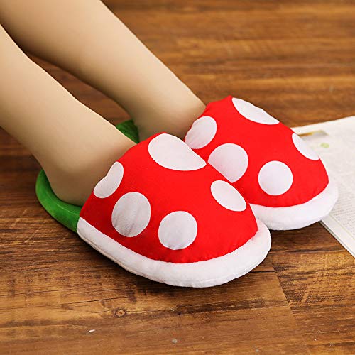 Caojinyu Super Mario Plush Slippers Suit Home Wear Piranha Plants Cosplay Dot Pattern Shoes con Pipe Pot Holder- Talla única 37-42 EU para adultos