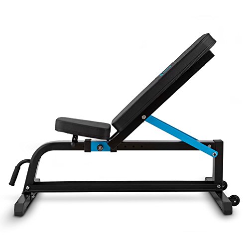 CapitalSports Ad Just - Banco musculación, Banco Abdominales hasta 300 kg, Rack musculación con Varios Niveles de Apoyo Ajustables, Asiento Regulable, Auero sintético alcochado, Negro