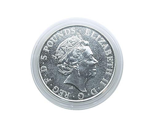 Cápsulas de monedas diámetro interior 39 mm, altura interior 6 mm (10 piezas) [Lindner S2255384P], por ejemplo 2 Oz Reino Unido Reina bestia (plata)
