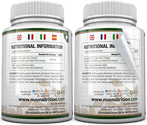 Cápsulas de Raíz de Maca de 4000 mg - 180 Cápsulas Vegetarianas y Veganas - Suministro Para 6 Meses - Raíz de Maca Peruana de Alta Potencia - Fabricada en el Reino Unido