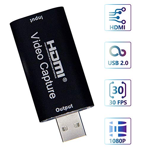 Capturadora de Video, 4K HDMI a USB 2.0 Tarjetas de Captura de Vídeo de Audio Convertidor, HDMI Vídeo Game Capture 1080P 30FPS para Edite Video/Juego/Transmisión/Enseñanza en línea