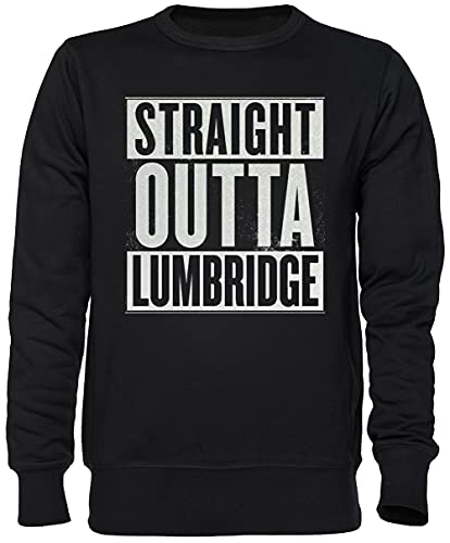 Capzy Straight Outta Lumbridge Old School Negro Jersey Sudadera Unisexo Hombre Mujer Tamaño M Black Unisex Jumper Size M