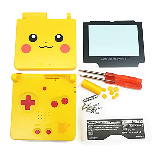 Carcasa Carcasa de repuesto Pikachu Edition, para consola for Nintendo Game Boy Advance GBA SP, con protector de pantalla + botones + tornillos + destornillador + pegatina
