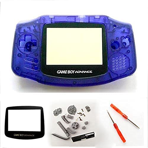 Carcasa completa para Nintendo Gameboy Advance GBA (incluye pantalla y destornillador), color azul transparente