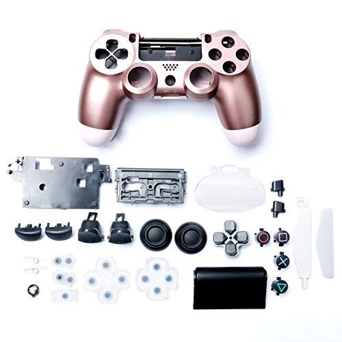 Carcasa de plástico para controlador de juegos con botones de repuesto para Sony Playstation 4 Slim JDM-040, color oro rosa