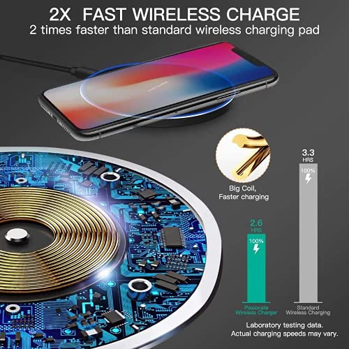 Cargador Inalámbrico Qi Wireless Charger Cargador de inducción para iPhone 13/12/11/XS MAX/XR/X/8, Galaxy S20/20+/20 Ultra, AirPods Pro Samsung Note 10, Huawei P40 Pro/P30 Auricular etc