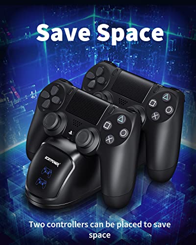Cargador Mando PS4, Estación de Carga USB, Protección Inteligente con LED Indicador para Sony Playstation 4/ PS4 / PS4 Pro / PS4 Slim5