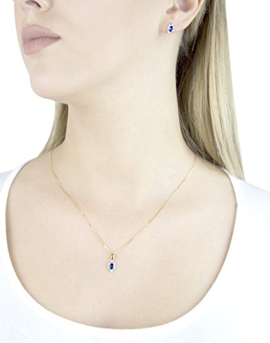 Carissima Gold Juego de joyas de mujer con oro amarillo de 9K (375/1000), circonita azul, 46 cm